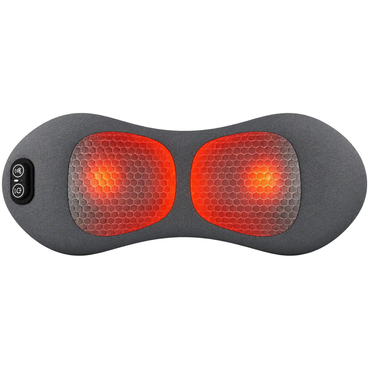 Orevive SpineEase massager showing the red-light heat therapy glow